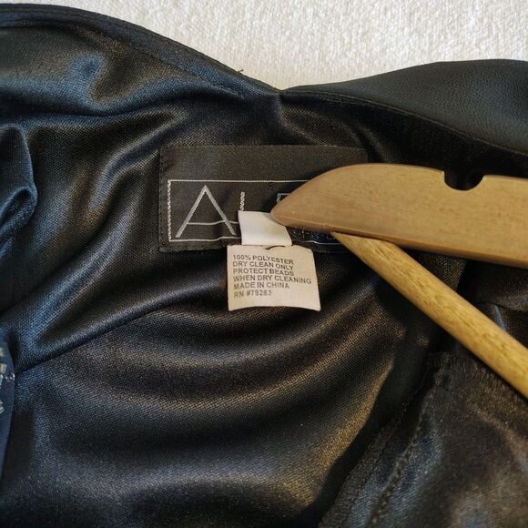 Womens Black Beaded Evening Dress Size 10 Asymmetrical Hem Romantic Fairy Whimsi - Picture 3 of 11